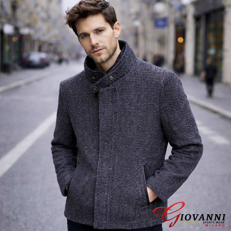 25B5024 Men’s Coat with Textured Weave - Image 1