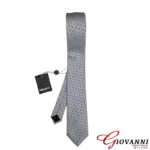 Silver Tie with Grey Dot Pattern
