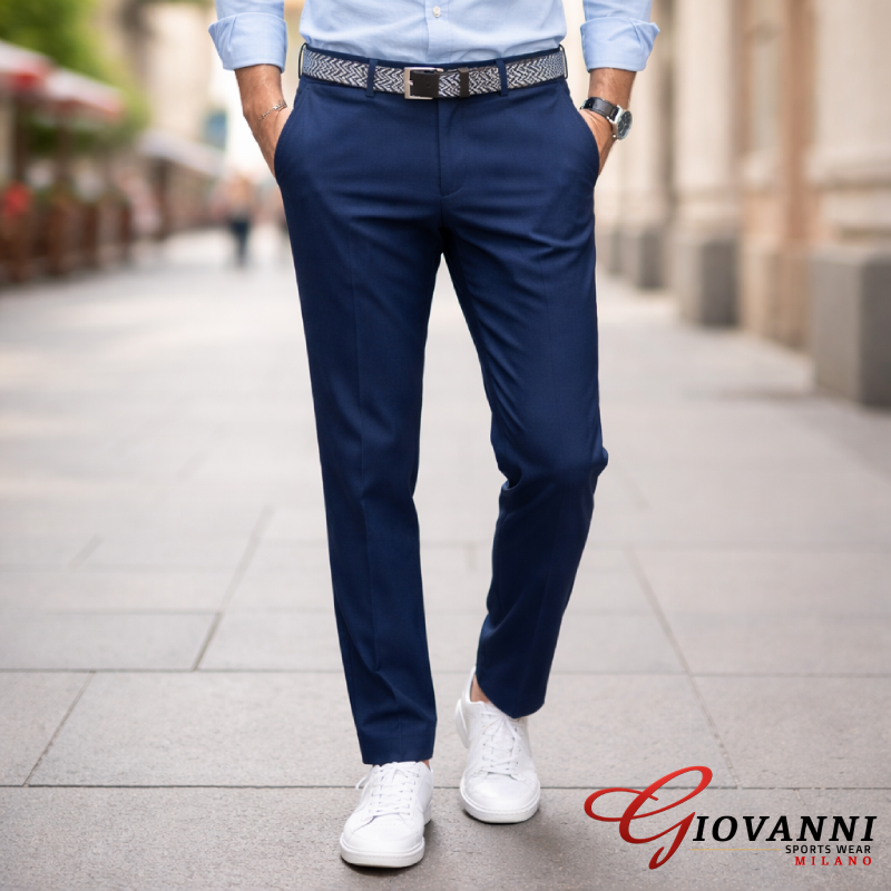 262558-BLUE Men’s Trousers with Classic Crease - Image 1