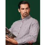 Visconti Men’s Long-Sleeve Burgundy Check Shirt