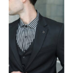 Shirt Striped Slim Fit Shirt Black-Grey - Image 3