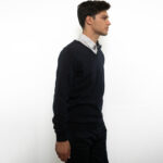 Knitted Blouse With V-Neck Blue - Image 2