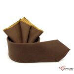 Tan Shades Oxford Tie Set with Pocket Square