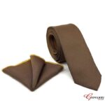 Tan Shades Oxford Tie Set with Pocket Square - Image 3