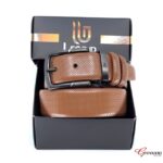 Embossed Tan Leather Belt