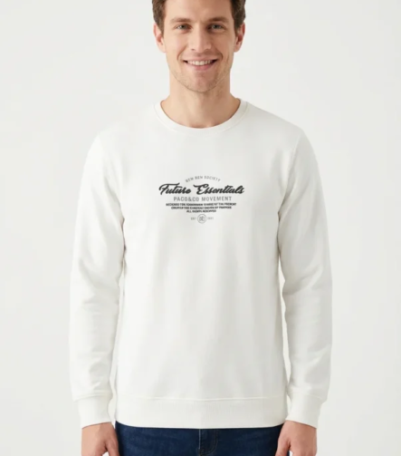 Minimal Ανδρικό Φούτερ Crewneck με Typography Print