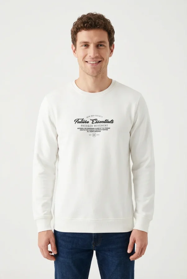 Minimal Ανδρικό Φούτερ Crewneck με Typography Print